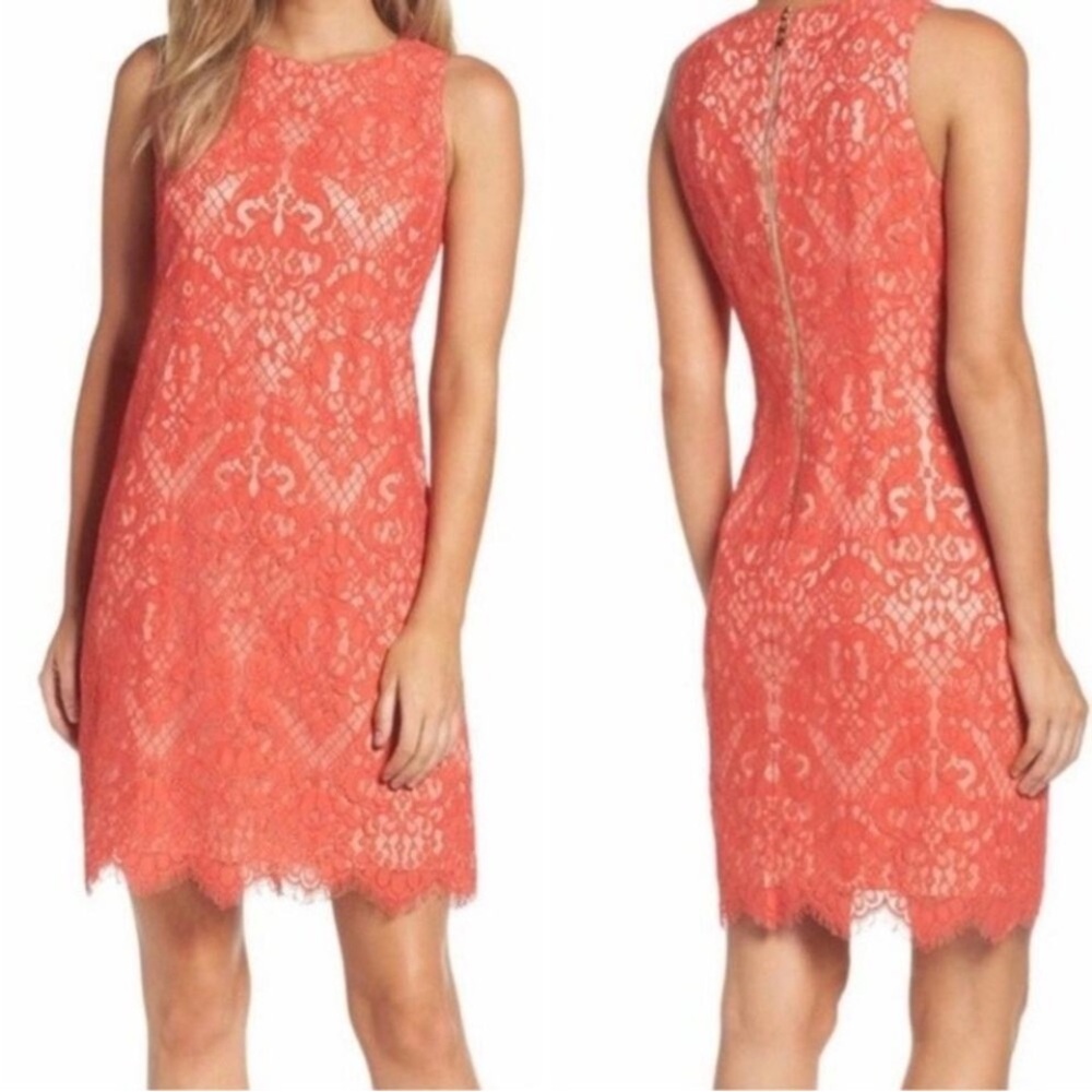 Eliza J Coral Lace Mini Dress